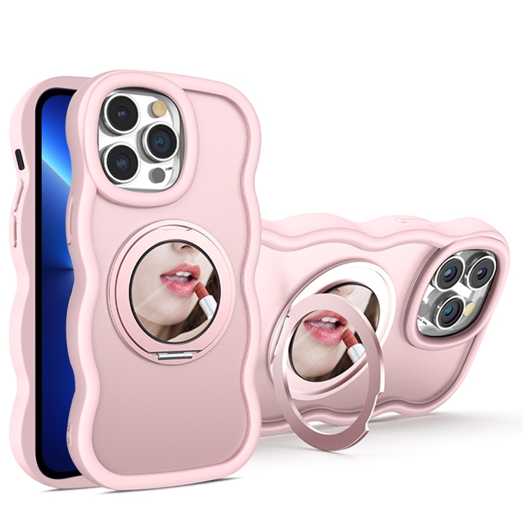 

For iPhone 13 Pro Mirror Holder MagSafe Phone Case(Pink)