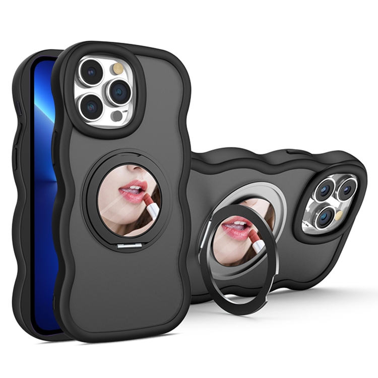 

For iPhone 13 Pro Mirror Holder MagSafe Phone Case(Black)