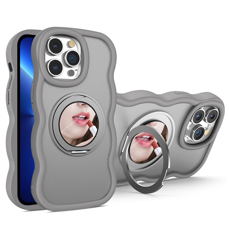 

For iPhone 13 Pro Mirror Holder MagSafe Phone Case(Grey)