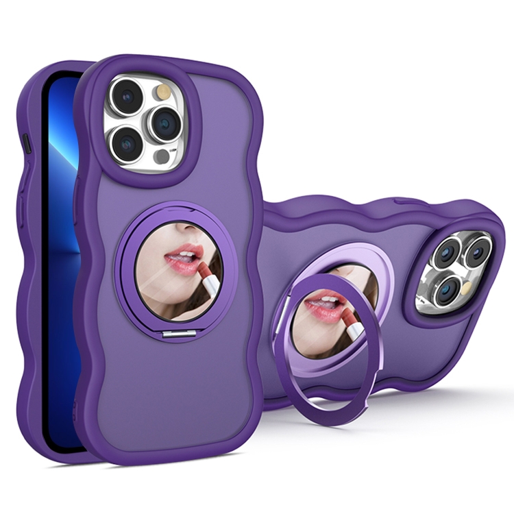 

For iPhone 13 Pro Max Mirror Holder MagSafe Phone Case(Purple)