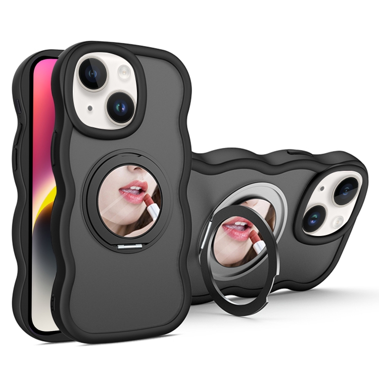 

For iPhone 14 Mirror Holder MagSafe Phone Case(Black)