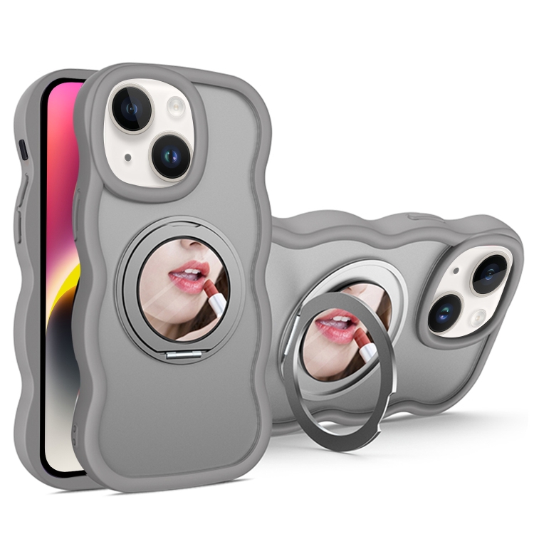 

For iPhone 14 Plus Mirror Holder MagSafe Phone Case(Grey)