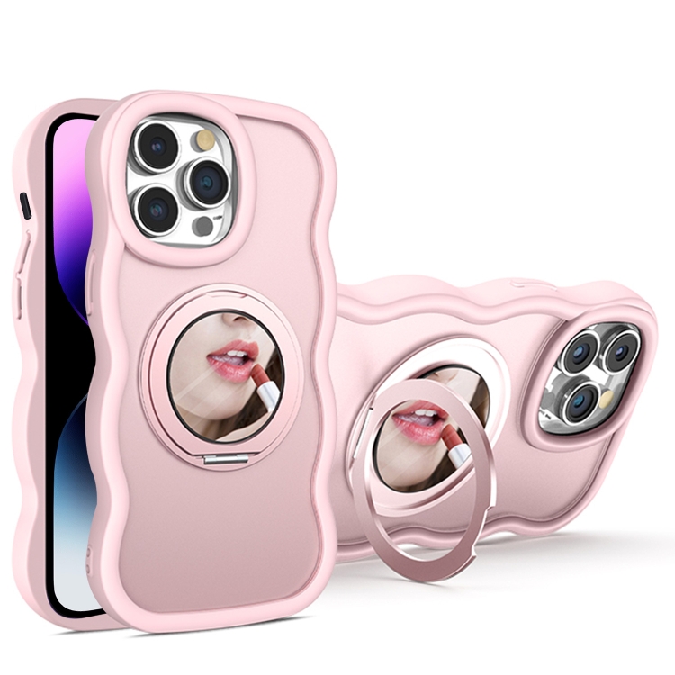 

For iPhone 14 Pro Mirror Holder MagSafe Phone Case(Pink)