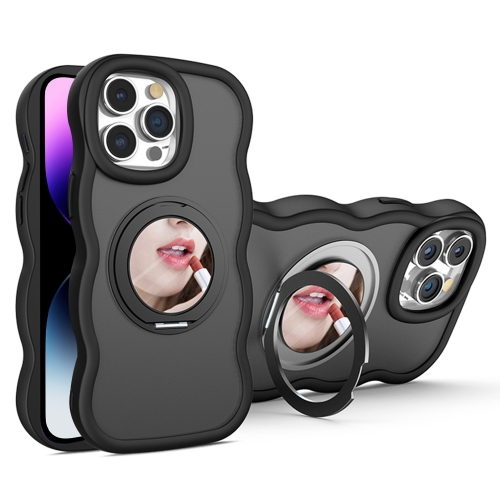 

For iPhone 14 Pro Max Mirror Holder MagSafe Phone Case(Black)
