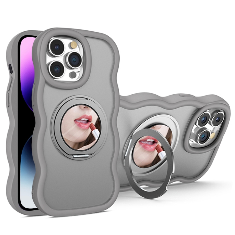 

For iPhone 14 Pro Max Mirror Holder MagSafe Phone Case(Grey)
