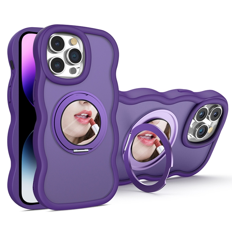 

For iPhone 14 Pro Max Mirror Holder MagSafe Phone Case(Purple)