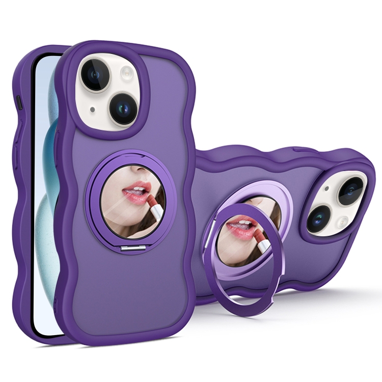 

For iPhone 15 Mirror Holder MagSafe Phone Case(Purple)
