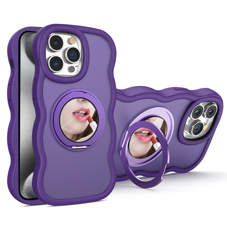

For iPhone 15 Pro Mirror Holder MagSafe Phone Case(Purple)