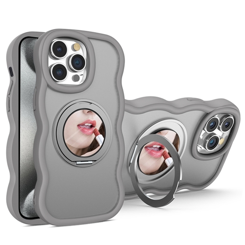 

For iPhone 15 Pro Max Mirror Holder MagSafe Phone Case(Grey)