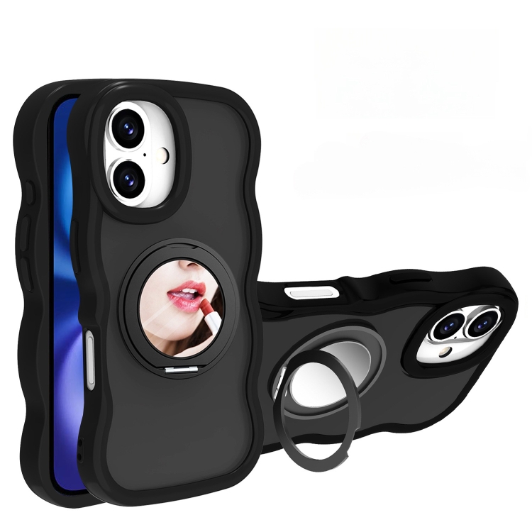 

For iPhone 16 Mirror Holder MagSafe Phone Case(Black)