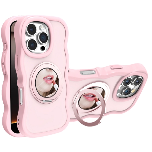 

For iPhone 16 Pro Mirror Holder MagSafe Phone Case(Pink)