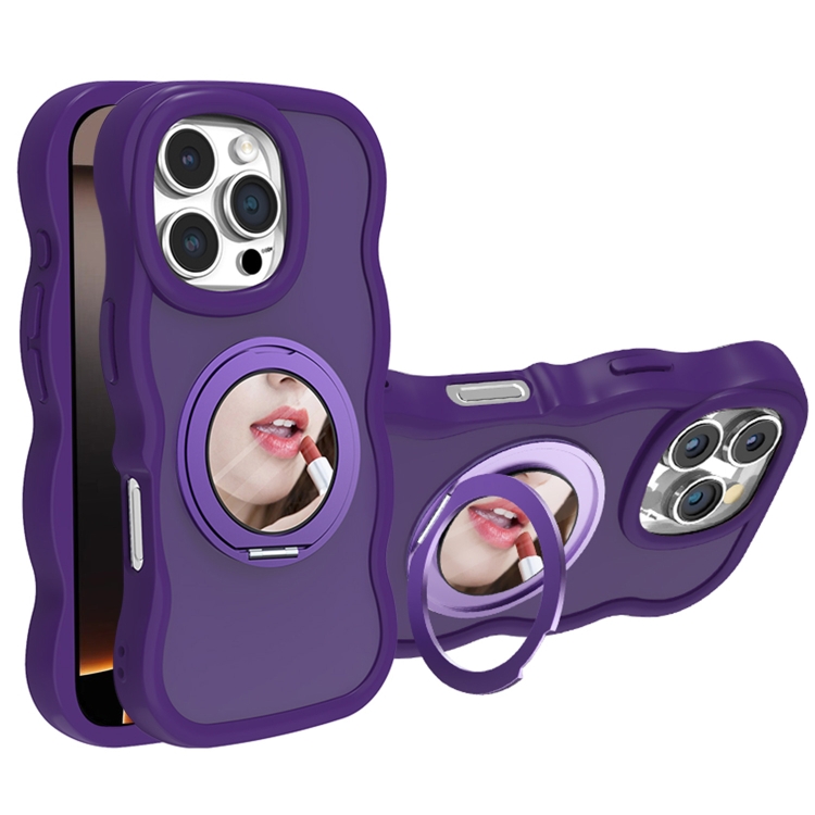 

For iPhone 16 Pro Mirror Holder MagSafe Phone Case(Purple)