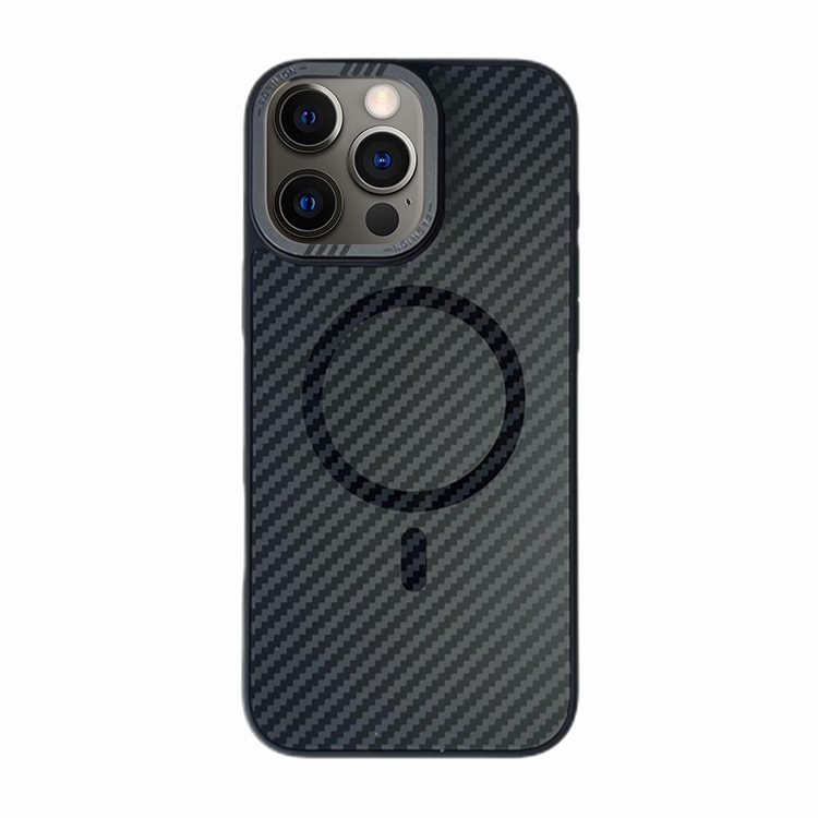 

For iPhone 12 Pro Max Carbon Fiber MagSafe Magnetic Phone Case(Black)