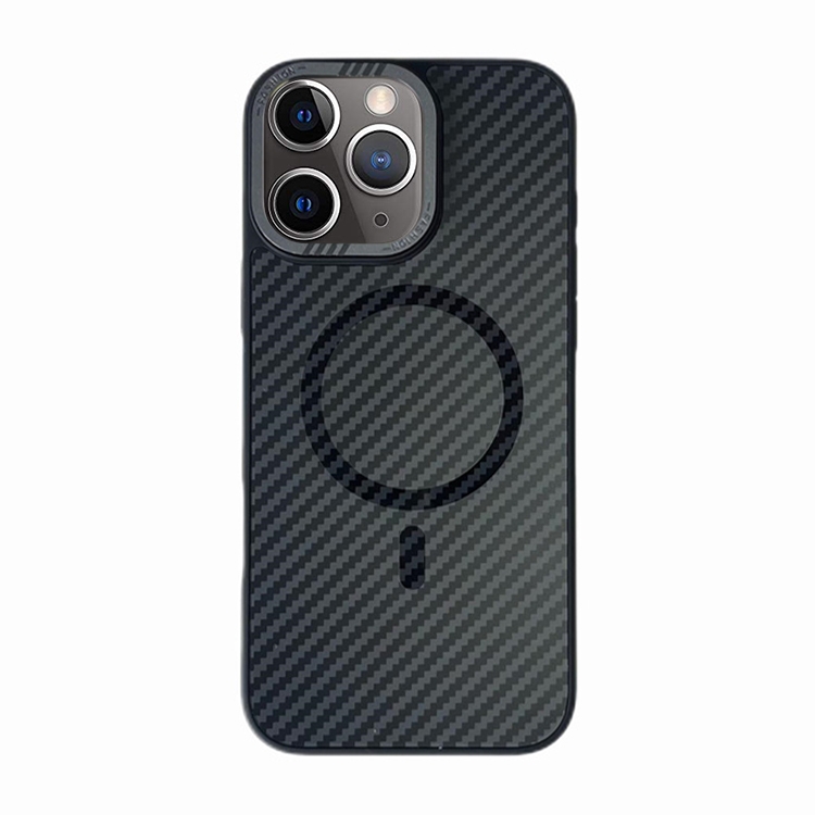 

For iPhone 11 Pro Max Carbon Fiber MagSafe Magnetic Phone Case(Black)