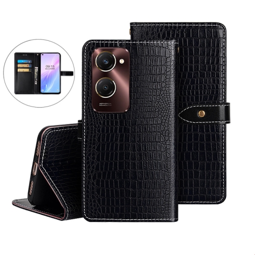 

For vivo Y28s 5G idewei Crocodile Texture Leather Phone Case(Black)