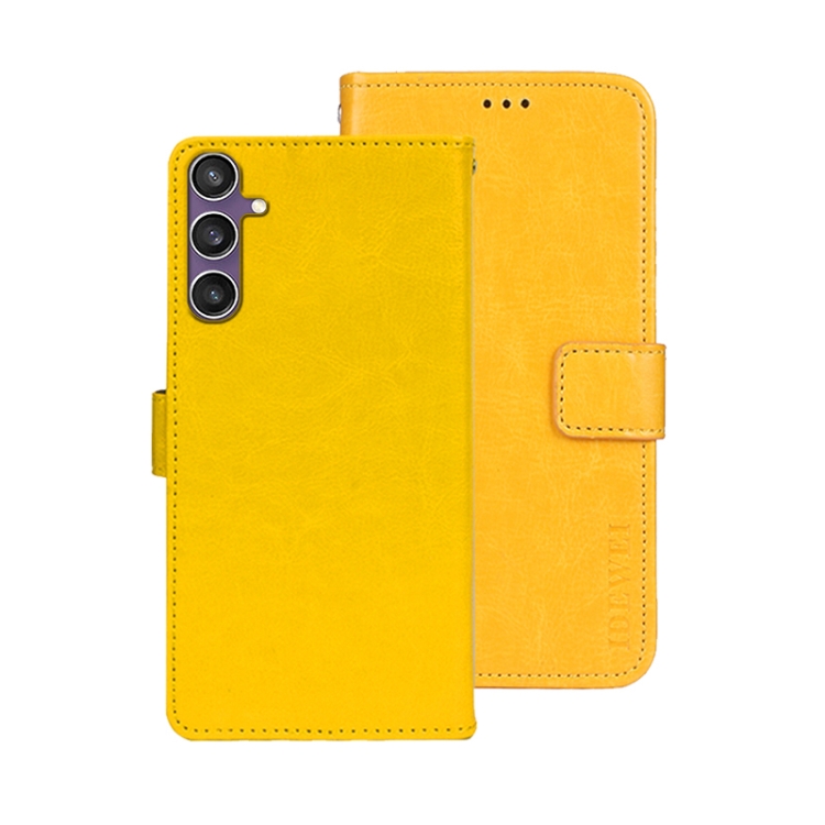 

For Samsung Galaxy S24 FE 5G idewei Crazy Horse Texture Leather Phone Case(Yellow)