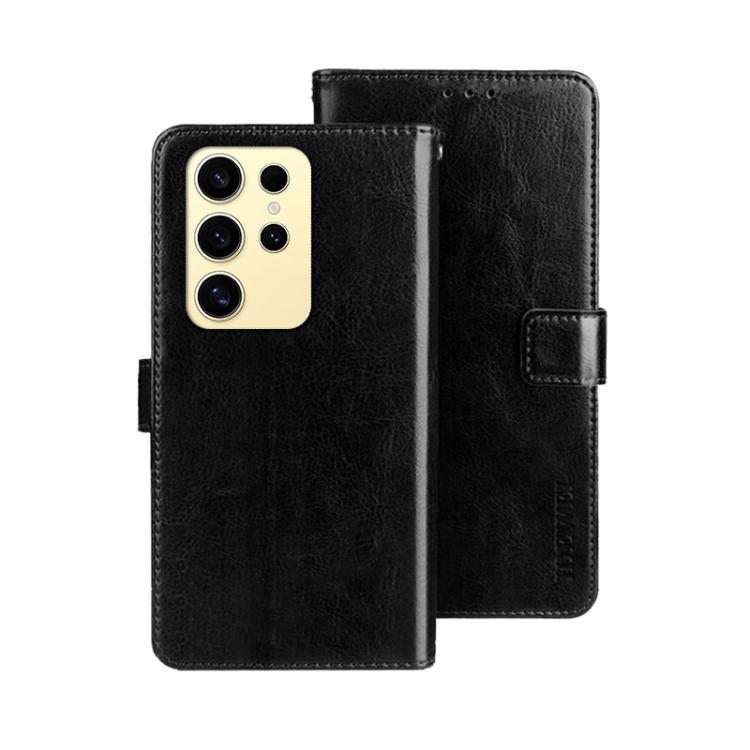 

For Samsung Galaxy S25 Ultra 5G idewei Crazy Horse Texture Leather Phone Case(Black)