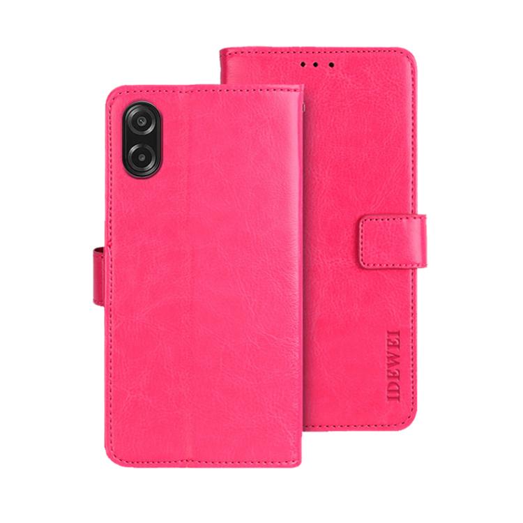 

For Samsung Galaxy A07 4G idewei Crazy Horse Texture Leather Phone Case(Rose Red)