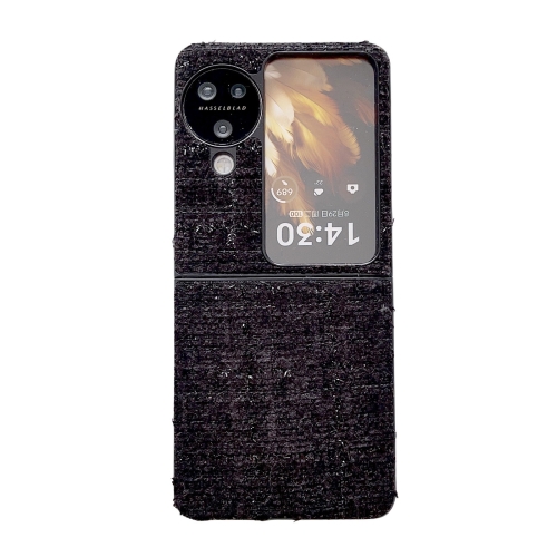 

For OPPO Find N3 Flip Plaid Fabric PC Protective Phone Case(Black)