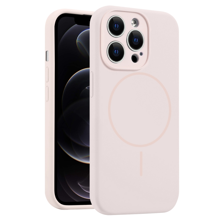 

For iPhone 12 Pro Fine Hole Liquid Silicone MagSafe Phone Case(Pink)