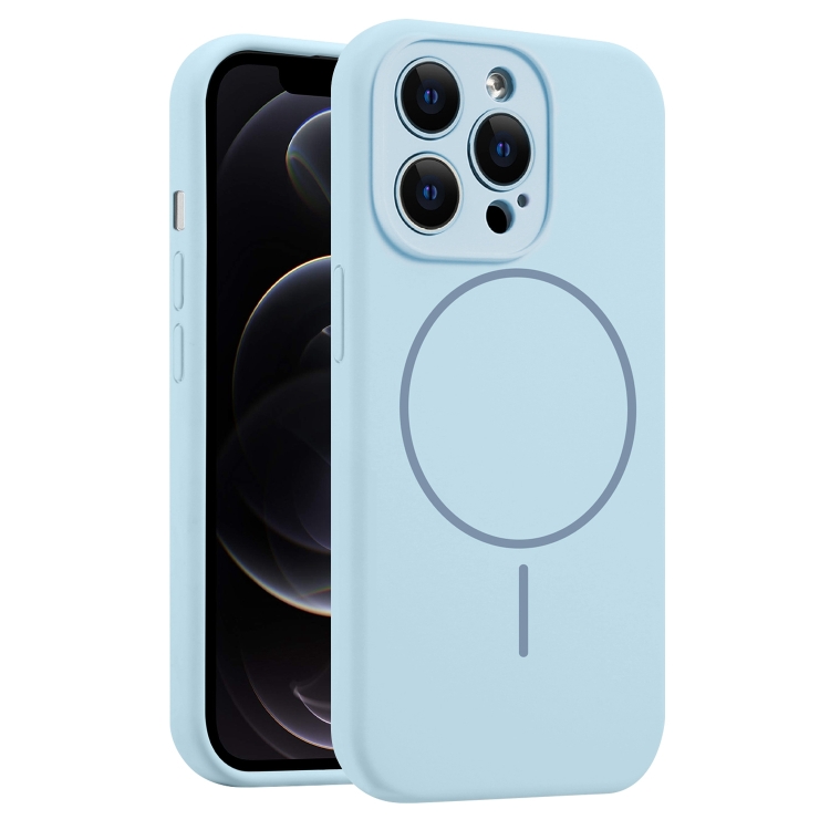 

For iPhone 12 Pro Fine Hole Liquid Silicone MagSafe Phone Case(Blue)