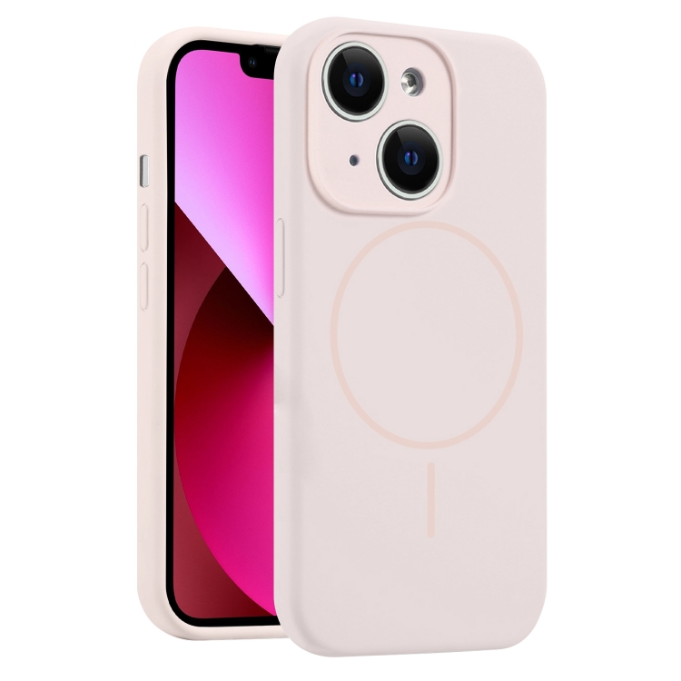 

For iPhone 13 Fine Hole Liquid Silicone MagSafe Phone Case(Pink)