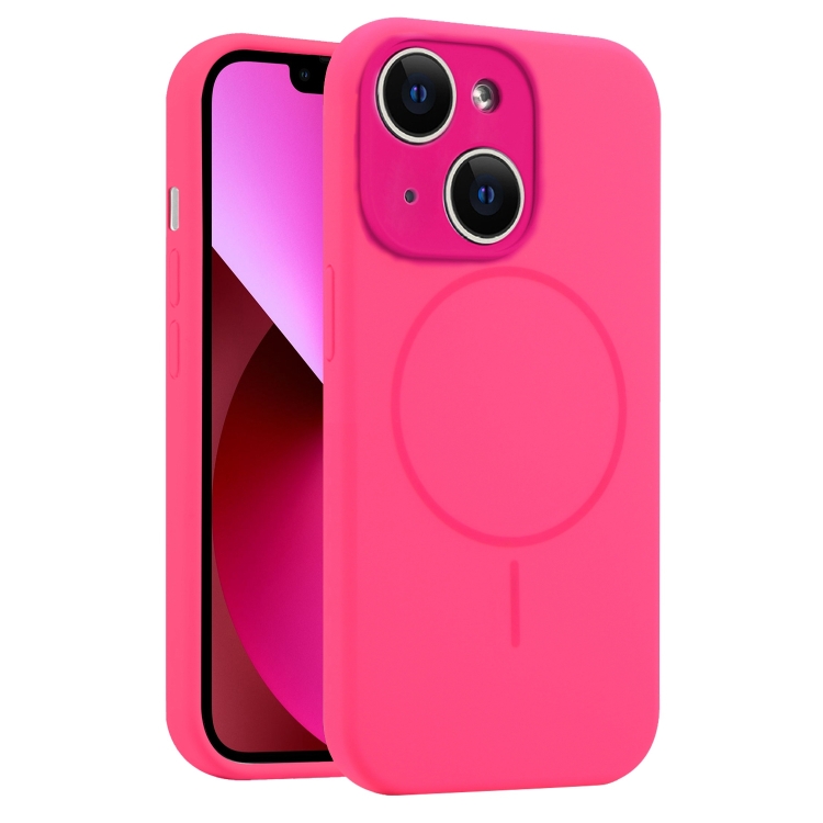 

For iPhone 13 Fine Hole Liquid Silicone MagSafe Phone Case(Rose Red)