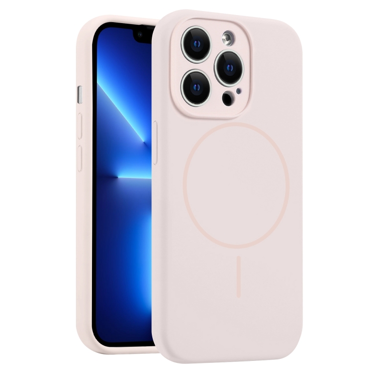 

For iPhone 13 Pro Fine Hole Liquid Silicone MagSafe Phone Case(Pink)
