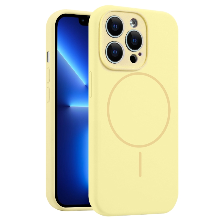 

For iPhone 13 Pro Fine Hole Liquid Silicone MagSafe Phone Case(Yellow)