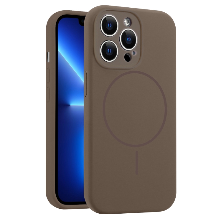 

For iPhone 13 Pro Fine Hole Liquid Silicone MagSafe Phone Case(Brown)