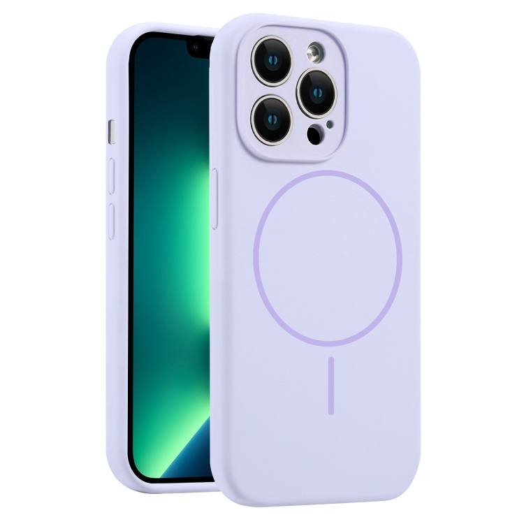 

For iPhone 13 Pro Max Fine Hole Liquid Silicone MagSafe Phone Case(Lilac)