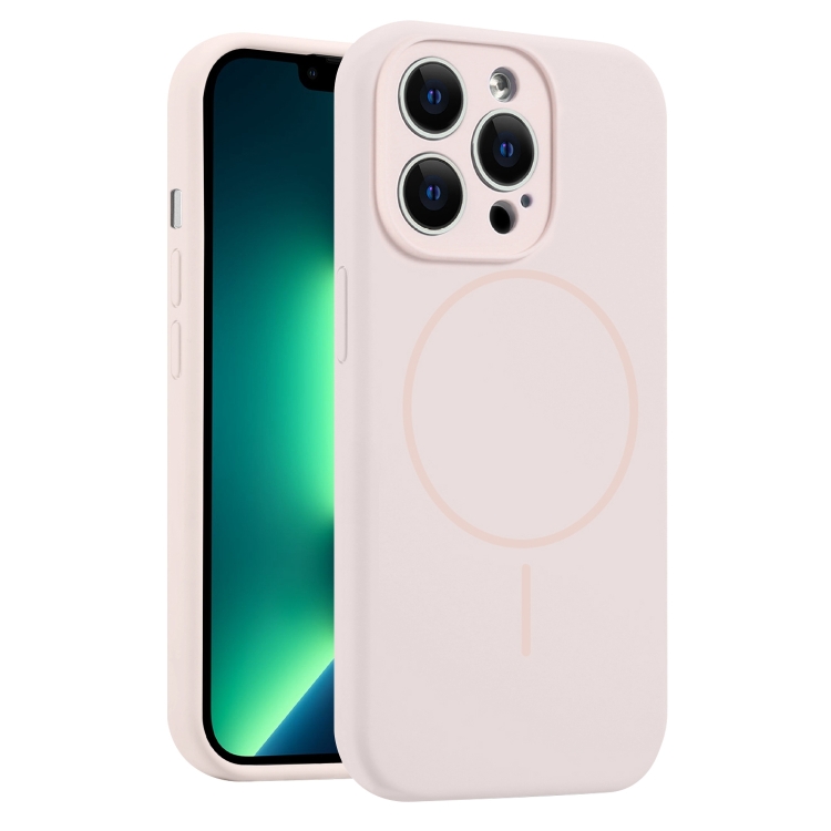 

For iPhone 13 Pro Max Fine Hole Liquid Silicone MagSafe Phone Case(Pink)