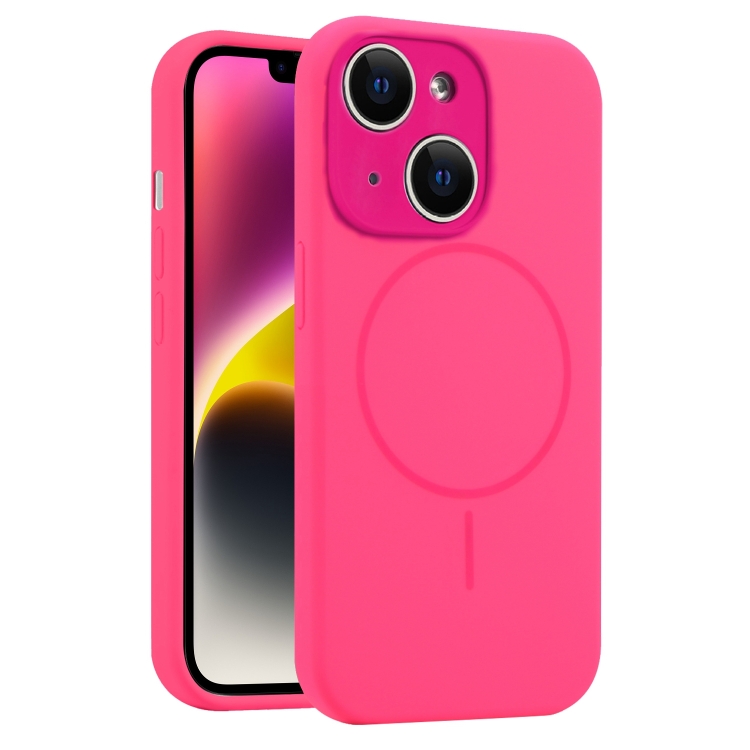 

For iPhone 14 Fine Hole Liquid Silicone MagSafe Phone Case(Rose Red)