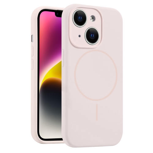 

For iPhone 14 Plus Fine Hole Liquid Silicone MagSafe Phone Case(Pink)