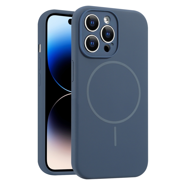 

For iPhone 14 Pro Fine Hole Liquid Silicone MagSafe Phone Case(Royal Blue)