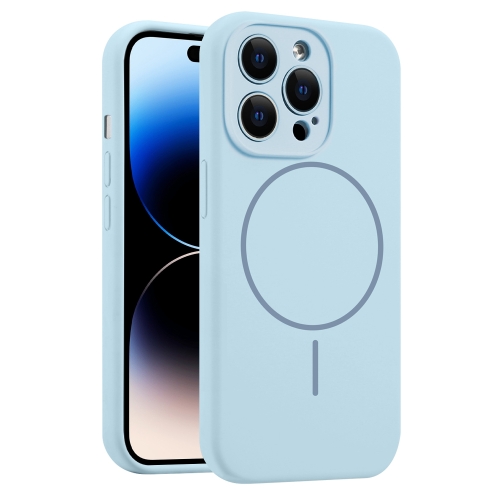 

For iPhone 14 Pro Fine Hole Liquid Silicone MagSafe Phone Case(Blue)