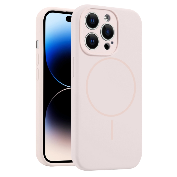 

For iPhone 14 Pro Max Fine Hole Liquid Silicone MagSafe Phone Case(Pink)