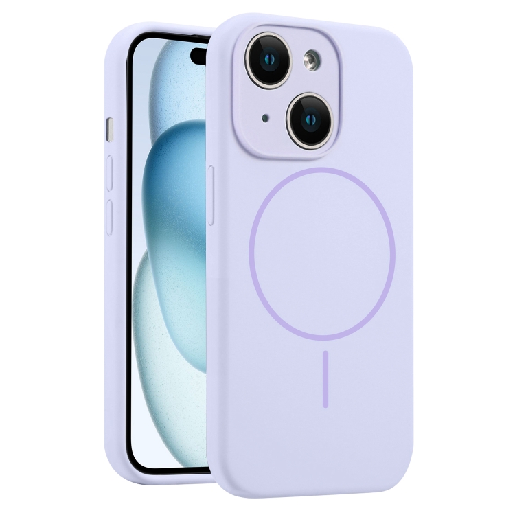 

For iPhone 15 Fine Hole Liquid Silicone MagSafe Phone Case(Lilac)