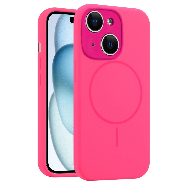

For iPhone 15 Plus Fine Hole Liquid Silicone MagSafe Phone Case(Rose Red)