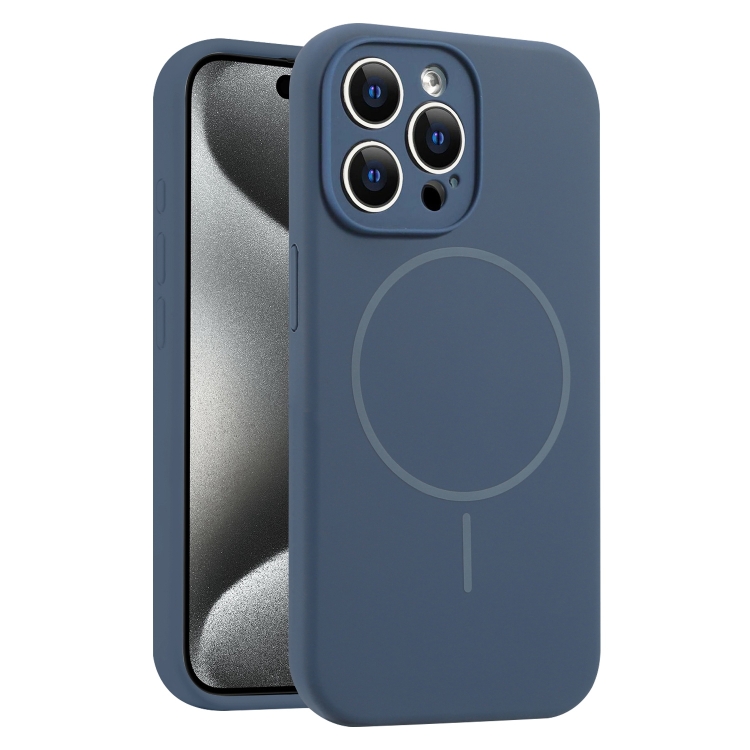 

For iPhone 15 Pro Fine Hole Liquid Silicone MagSafe Phone Case(Royal Blue)