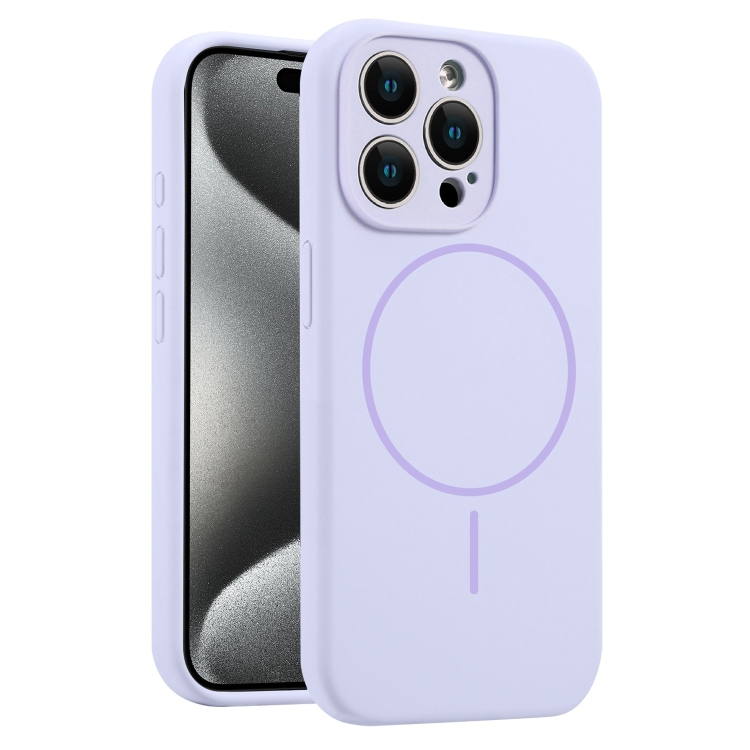 

For iPhone 15 Pro Fine Hole Liquid Silicone MagSafe Phone Case(Lilac)