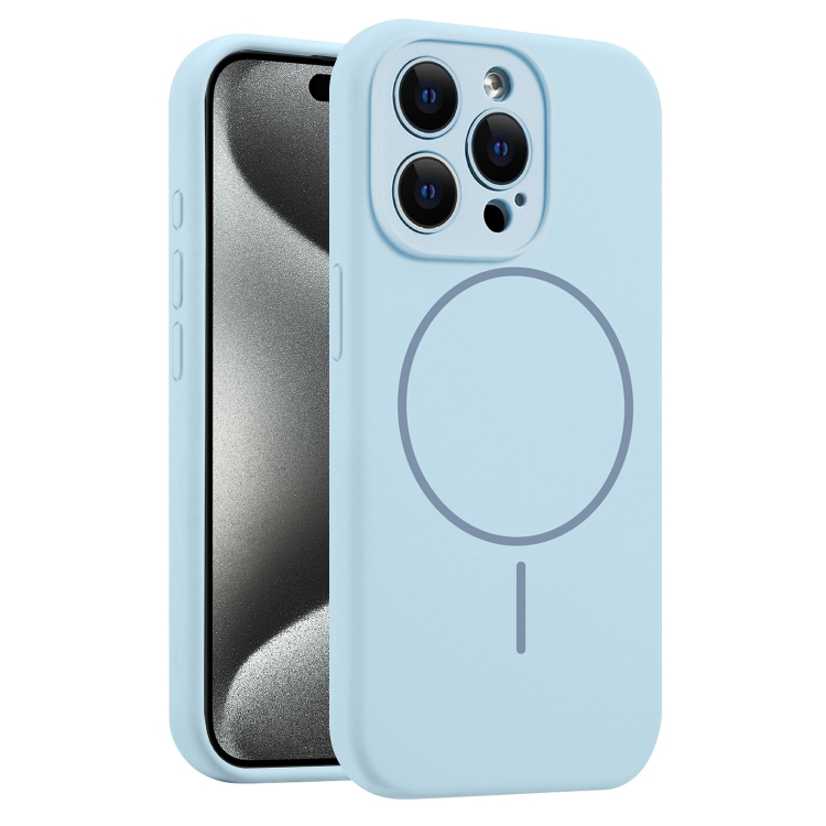 

For iPhone 15 Pro Fine Hole Liquid Silicone MagSafe Phone Case(Blue)
