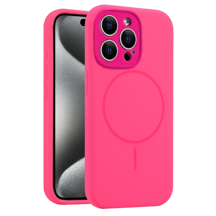 

For iPhone 15 Pro Fine Hole Liquid Silicone MagSafe Phone Case(Rose Red)