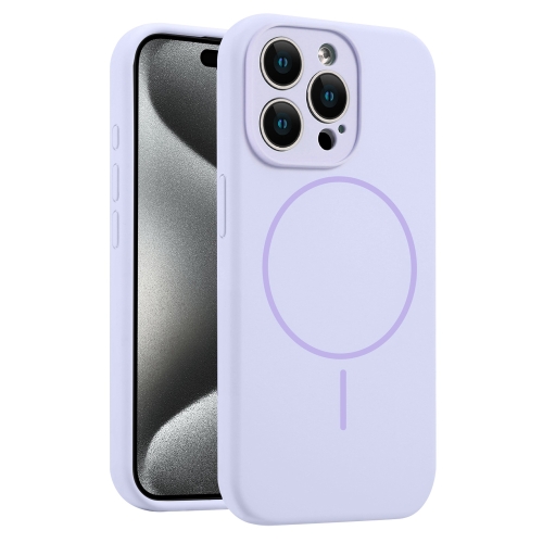 

For iPhone 15 Pro Max Fine Hole Liquid Silicone MagSafe Phone Case(Lilac)