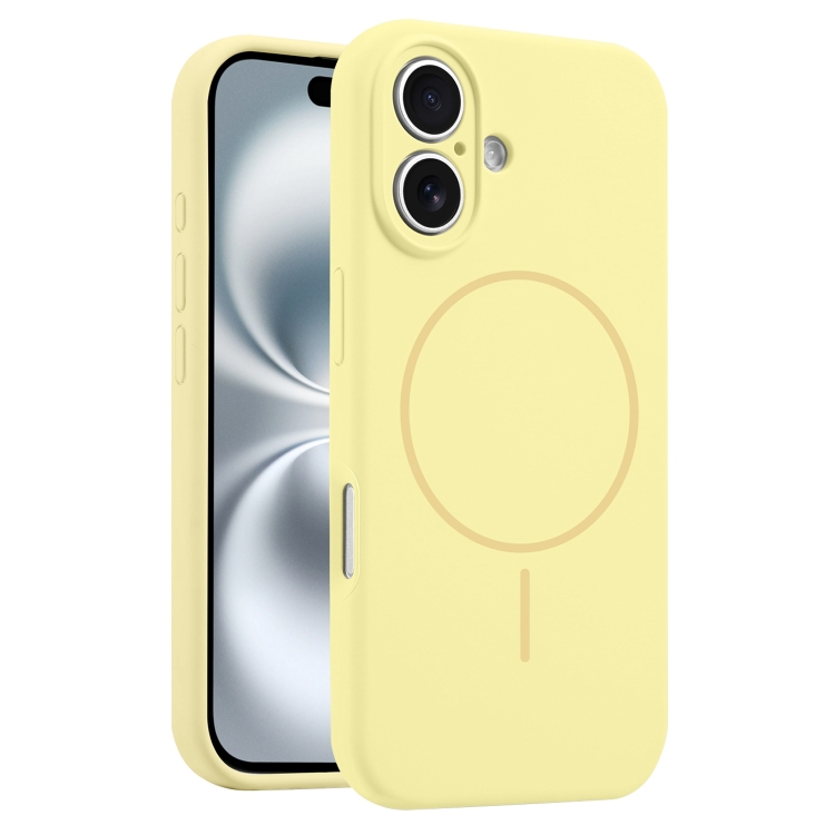 

For iPhone 16 Plus Fine Hole Liquid Silicone MagSafe Phone Case(Yellow)