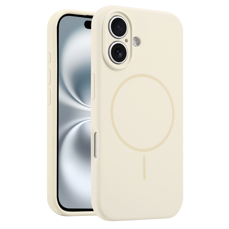 

For iPhone 16 Plus Fine Hole Liquid Silicone MagSafe Phone Case(Cream Yellow)