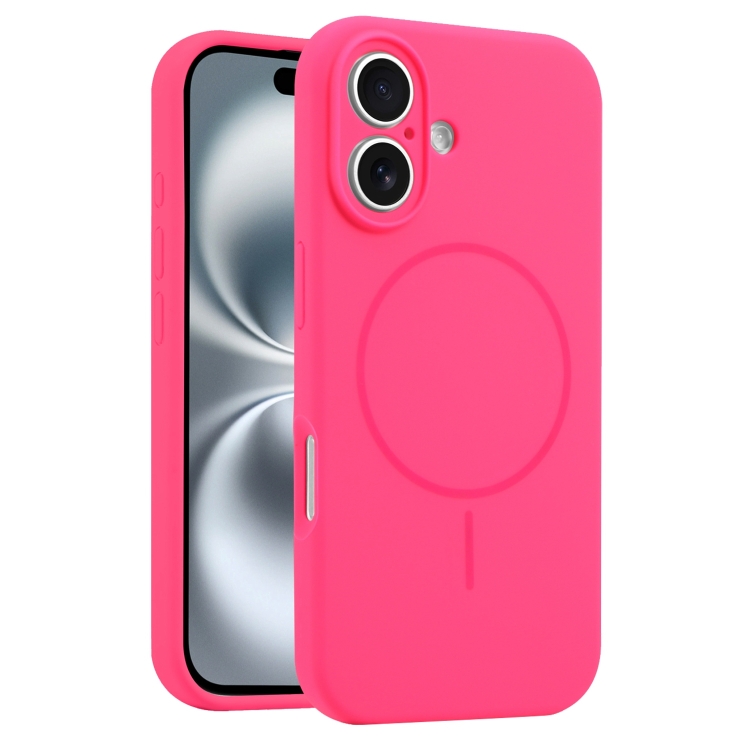 

For iPhone 16 Plus Fine Hole Liquid Silicone MagSafe Phone Case(Rose Red)