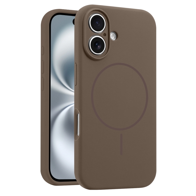 

For iPhone 16 Plus Fine Hole Liquid Silicone MagSafe Phone Case(Brown)