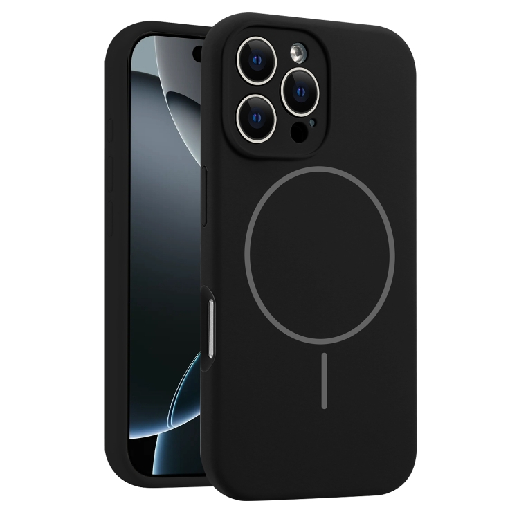 

For iPhone 16 Pro Fine Hole Liquid Silicone MagSafe Phone Case(Black)