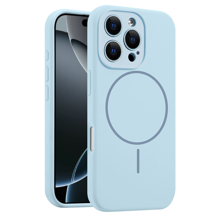 

For iPhone 16 Pro Fine Hole Liquid Silicone MagSafe Phone Case(Blue)